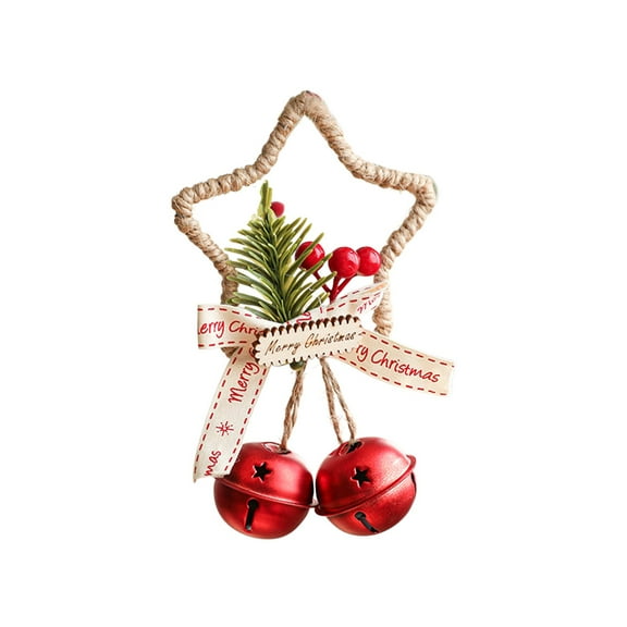 dajkiuy Christmas Jingle Bells Door Hanger, Star Top Vintage Bell with Bow and Berries Door Knob Pendant Hanging Ornaments for Xmas Winter Holiday Tree Doorway Decor