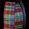 Red, Blue and Green Plaid Pattern Wired Craft Ribbon 1.5" x 27 Yards