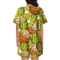 thumbnail image 3 of Qekee Tropical Summer Fruit Women's Pajama Set Short Sleeve Sleepwear Summer Home Wear with Pockets Soft Short Sleeve Shirt - Tropical Summer Fruit, 3 of 9