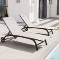 thumbnail image 2 of Crestlive Products Set of 2 Adjustable Aluminum Chaise Lounge Chairs & Wheels, Beige, 2 of 8