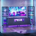 thumbnail image 5 of Casacomoda 71" LED TV Stand with Power Outlets for 40/43/50 inch TV, Entertainment Center with 5 Fabric Drawers & Open Shelf Storage for Living Room/Bedroom,Black, 5 of 8