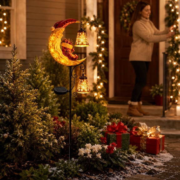 Solar Christmas Garden Stake Light, Christmas Socks Moonlight Solar Garden Light, Rustproof Metal Stake Decoration For Outdoor Lawns, Courtyards And Festive Season Displays