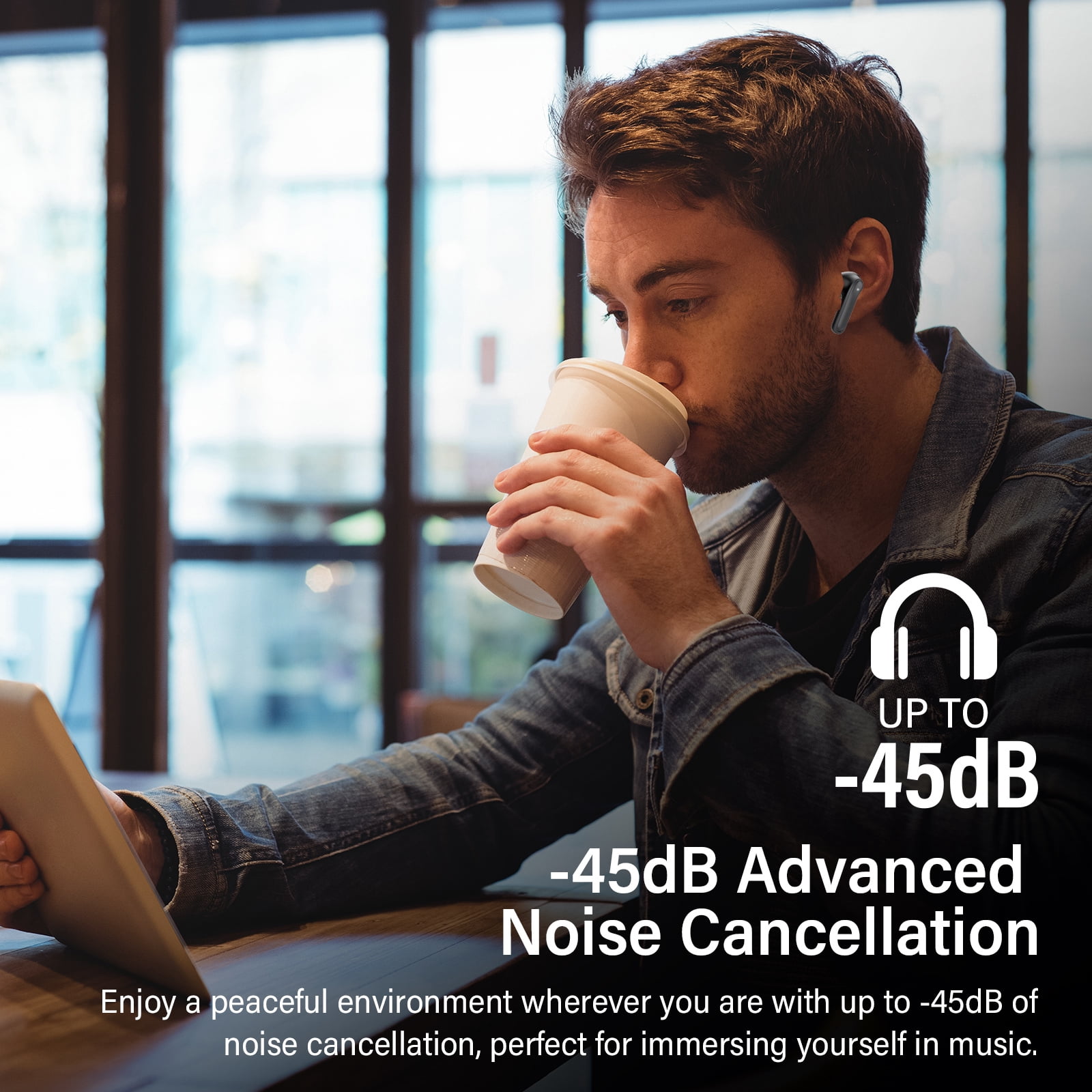 Wireless Earbuds Bluetooth 5.4 Headphone, 48H Deep Bass LED Power Display Earphones with 6 Mic, Clear Call Ear Buds AI Noise Cancelling ,IPX7 Waterproof in-Ear Earbuds for Android IOS