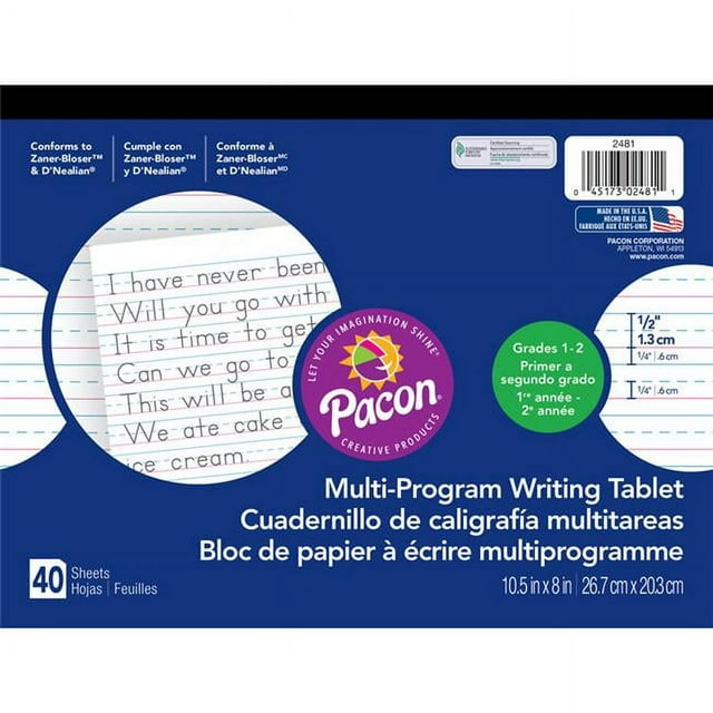 Pacon PAC2481-12 Dnealian Multi-Program Handwriting Paper, 10.5 x 8.5 in. - 12 Each