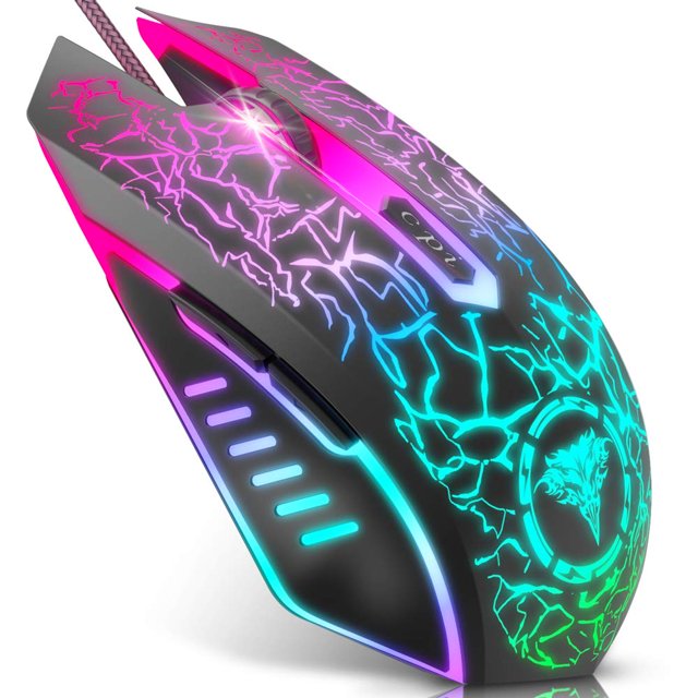 Ratón para juegos BENGOO Ergonómico RGB 3600 DPI con cable - Negro