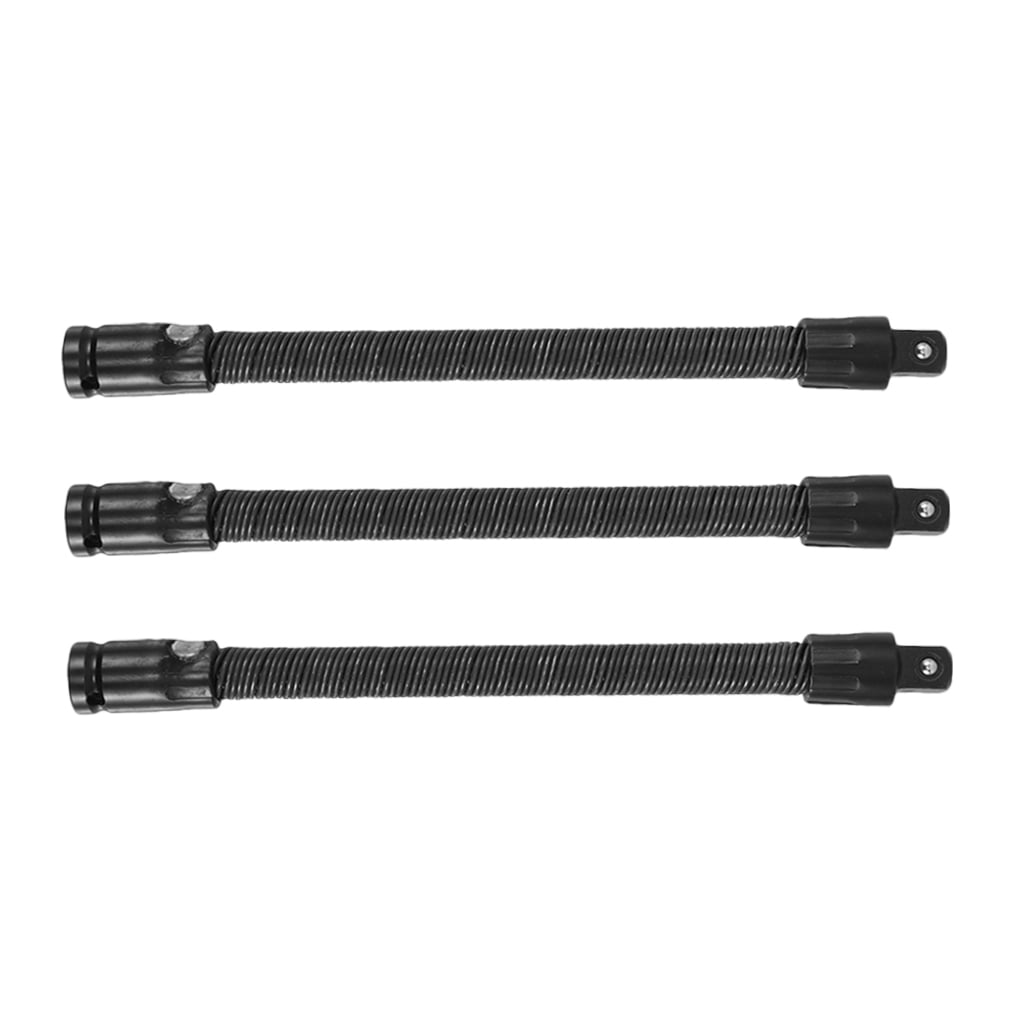 KONTONTY 3PCS Flexible Socket Set with Universal Metal Flexible Shaft Extension Bars for Ratchet Wrench and Socket Extensions