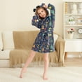 thumbnail image 3 of FORMRS Niños Bathrobe Unisex Hooded Robe Soft Plush Pajamas Sleepwear, Size 2-3T, Dark Blue Christmas, 3 of 7