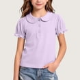 thumbnail image 2 of Odeerbi Camisas de Golf de Chicas Algodón Peter Pan Collar Puff Camisas de Tenis de Manga Corta, 2 of 7