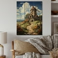 thumbnail image 2 of Designart "Old Windmill Countryside painting II" Landscape & Nature Print on Natural Pine Wood, 2 of 5