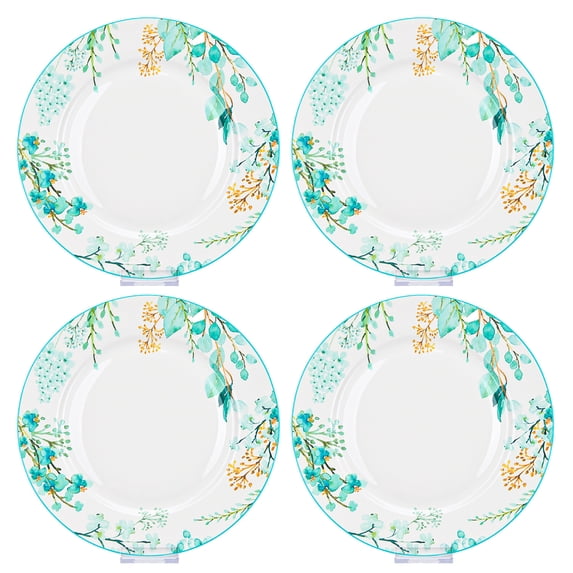 Round Serving Plate Botanical Garden Dinner Plate Set of 4 Appetizer Plates Salad Plates Dessert Plates for Home & Kitchen 10.5" (26.5 cm)