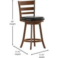 thumbnail image 2 of Commercial Grade Wood Classic Ladderback Swivel Counter Height Barstool with Padded Black LeatherSoft Seat, Antique Oak, 2 of 9