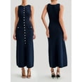 thumbnail image 3 of Gupgi Robe Longue en Tricot Sans Manches Boutonnée Fendue Côtelée, 3 of 9