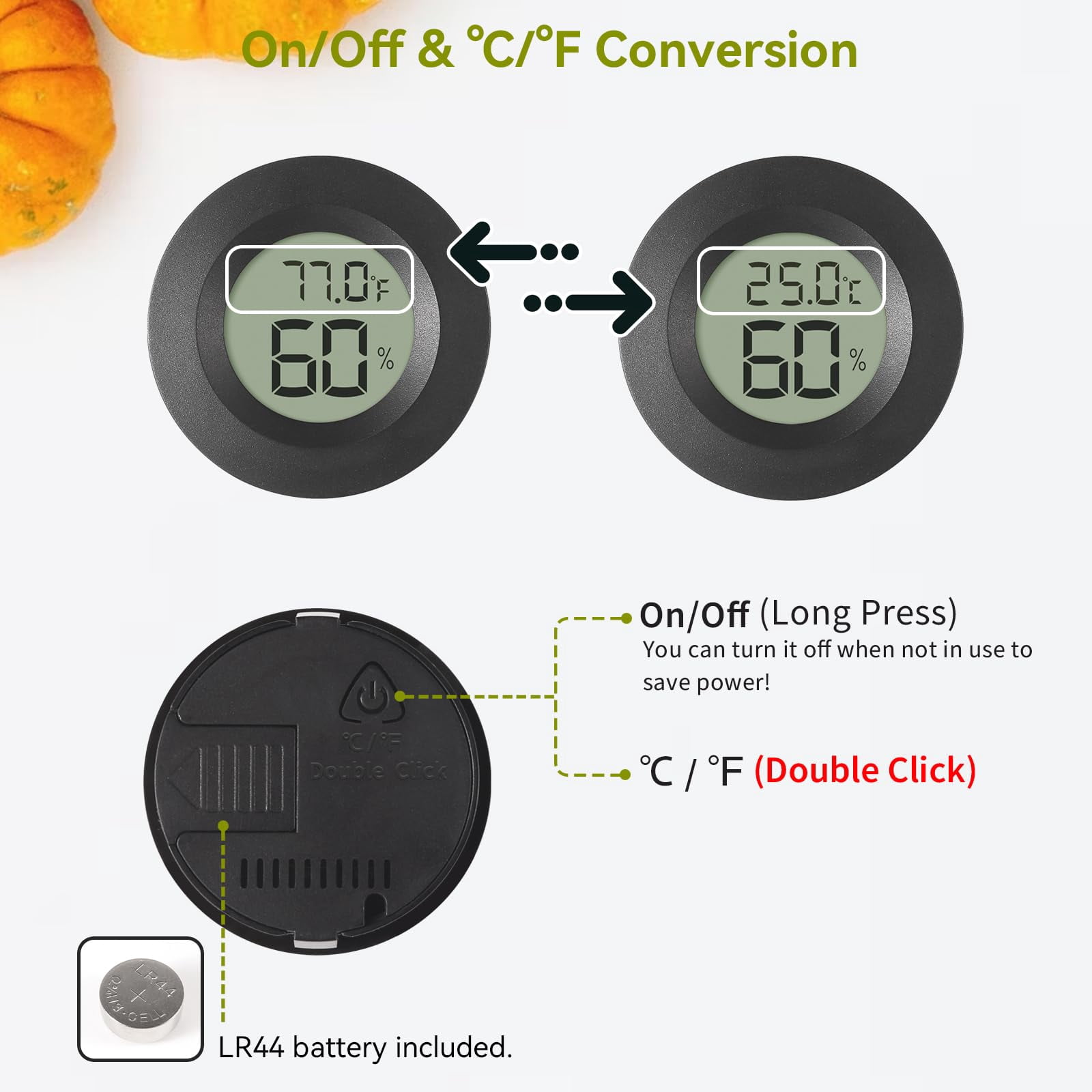 3-pack Mini Hygrometer & Thermometer  Indoor Outdoor Digital Humidity Meter Gauge Temperature ℉/℃ For Home Office Reptile Car Greenhouse Lab Terrarium Cellar.. A01 Black