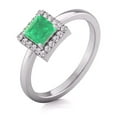 thumbnail image 3 of Round and Princess Cut Natural Emerald Gemstone Ring in 14K White Gold (Size: 8), 3 of 6