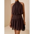 thumbnail image 5 of Women's Sleeveless Halter Neck Chiffon Mini Dress with Back Tie, 5 of 6