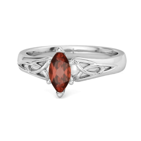 Mooneye 0.25Ctw Garnet 925 Sterling Silver Trinity Knot Band Women Wedding Celtic Ring