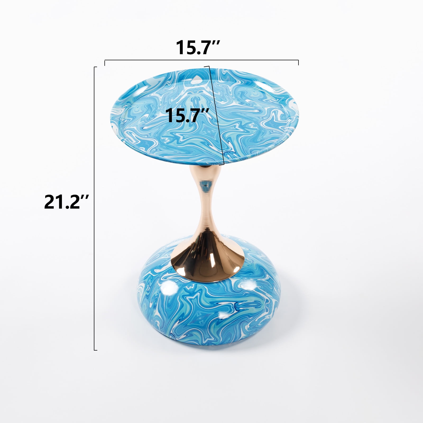 MAYEERTY Mermaid Tail End Coffee Table Round Side Table, Modern Metal Pedestal Table, Minimalist Accent Table for Small Spaces, Drink Martini Table Decoration