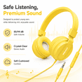 thumbnail image 6 of WIGACH Kids Headphones Wired for School HD Mic Stereo Sound Foldable Headphones for Online Study, 3.5mm Jack Wired Cord On-Ear Headset for Pad PC Phones Tablet Etc - ALL YELLOW, 6 of 8