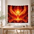 thumbnail image 5 of Fire Phoenix Beneath a Radiant Halo, Mystical Fantasy Art for Mythical Bird Lovers, Volcanic Rebirth Decor, Housewarming Gift, Tapestry Wall Hanging for Bedroom and Studio, 5 of 7