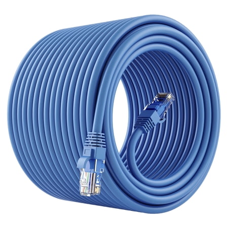 GearIT Cat 6 Ethernet Cable CCA (50 feet) LAN Network Cord, UTP, Internet, Network Cable - Supports Cat6 / Cat5e / Cat5 Network Standard - Blue, 50ft