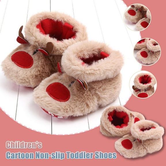 Herrnalise Christmas First Walker Baby Boys Girls Shoes Infant Toddler Winter Warm Footwear Newborn Prewalker Boots Clearance