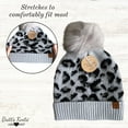 thumbnail image 3 of Britt's Knits Snow Leopard Pom Hat Knitted Ribbed Cuff Cold Weather Warm Faux Fur Pom Hat - Black (Women's), 3 of 7