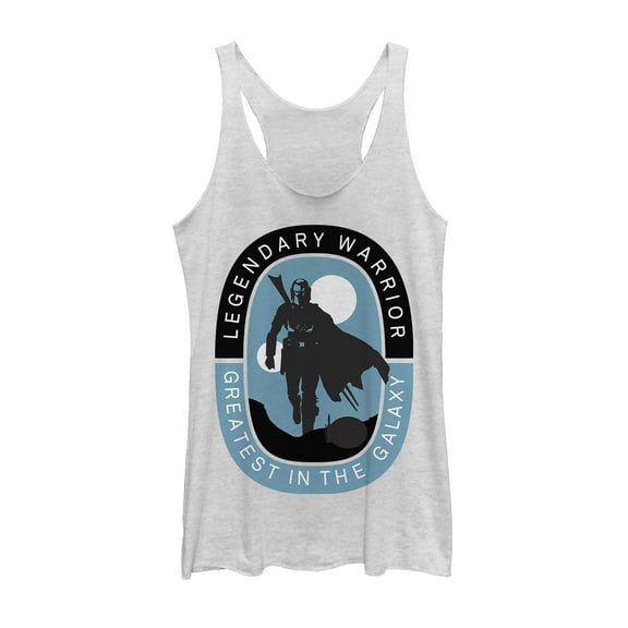 Women's Star Wars: The Mandalorian Legendary Warrior  Racerback Tank Top White Heather 2X Large