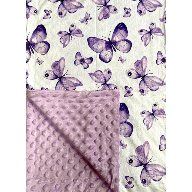 Manta para Bebé CLOSOCKEY 75x100 cm Doble Capa Morada con Mariposas