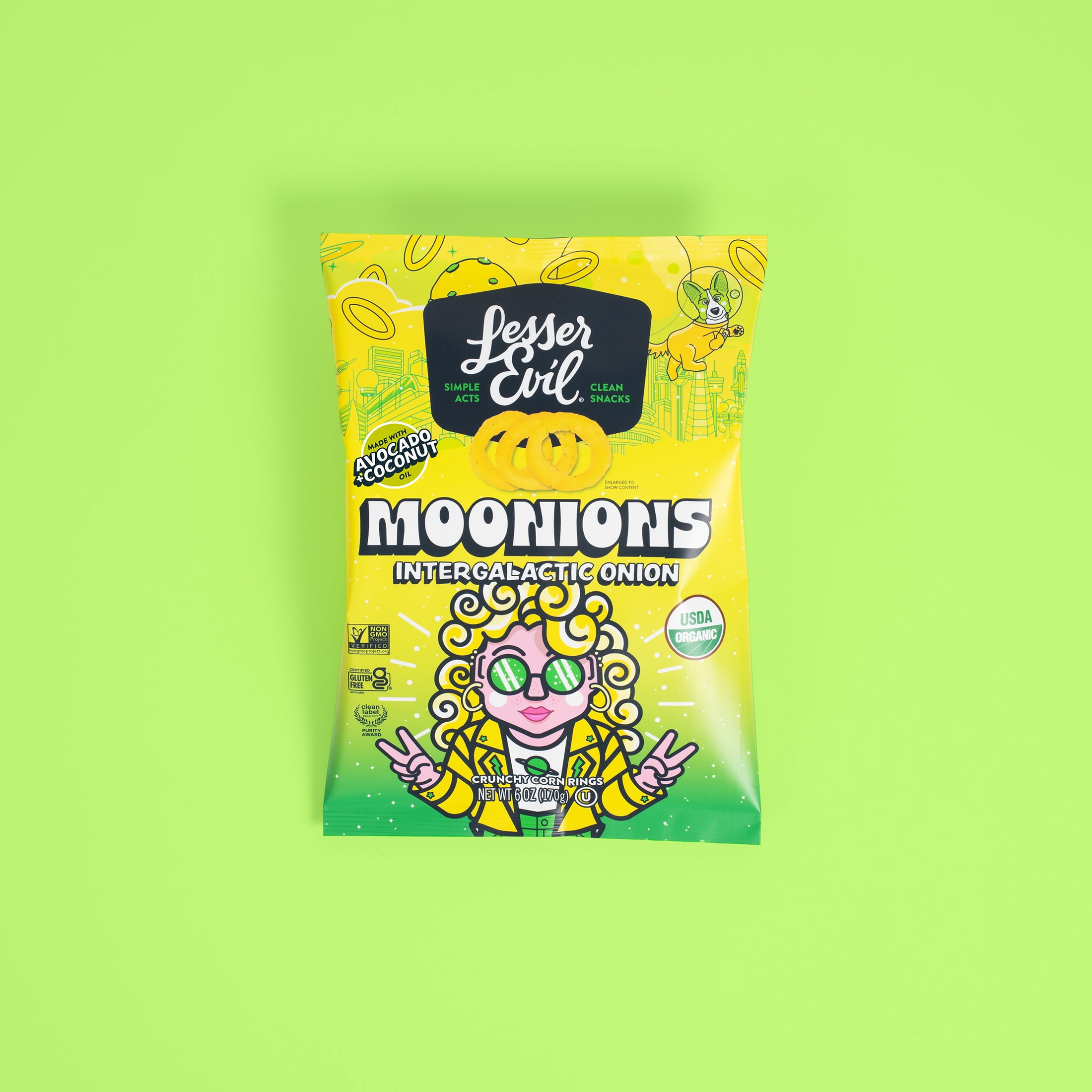 (3 pack) LesserEvil Moonions, Intergalactic Onion, 6oz