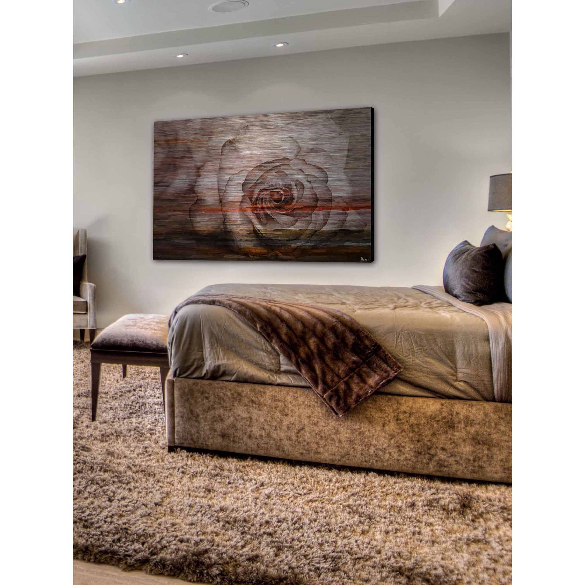 Parvez Taj  'Sleeping Rose' Painting Print on Brushed Aluminum 18 x 12