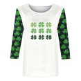 thumbnail image 4 of Camiseta de Cuello Redondo de Impresión Casual de Manga Superior de 3/4 de las Mujeres, Poliéster Ligero para la Fiesta de Verano de Primavera Y Diario, 4 of 8