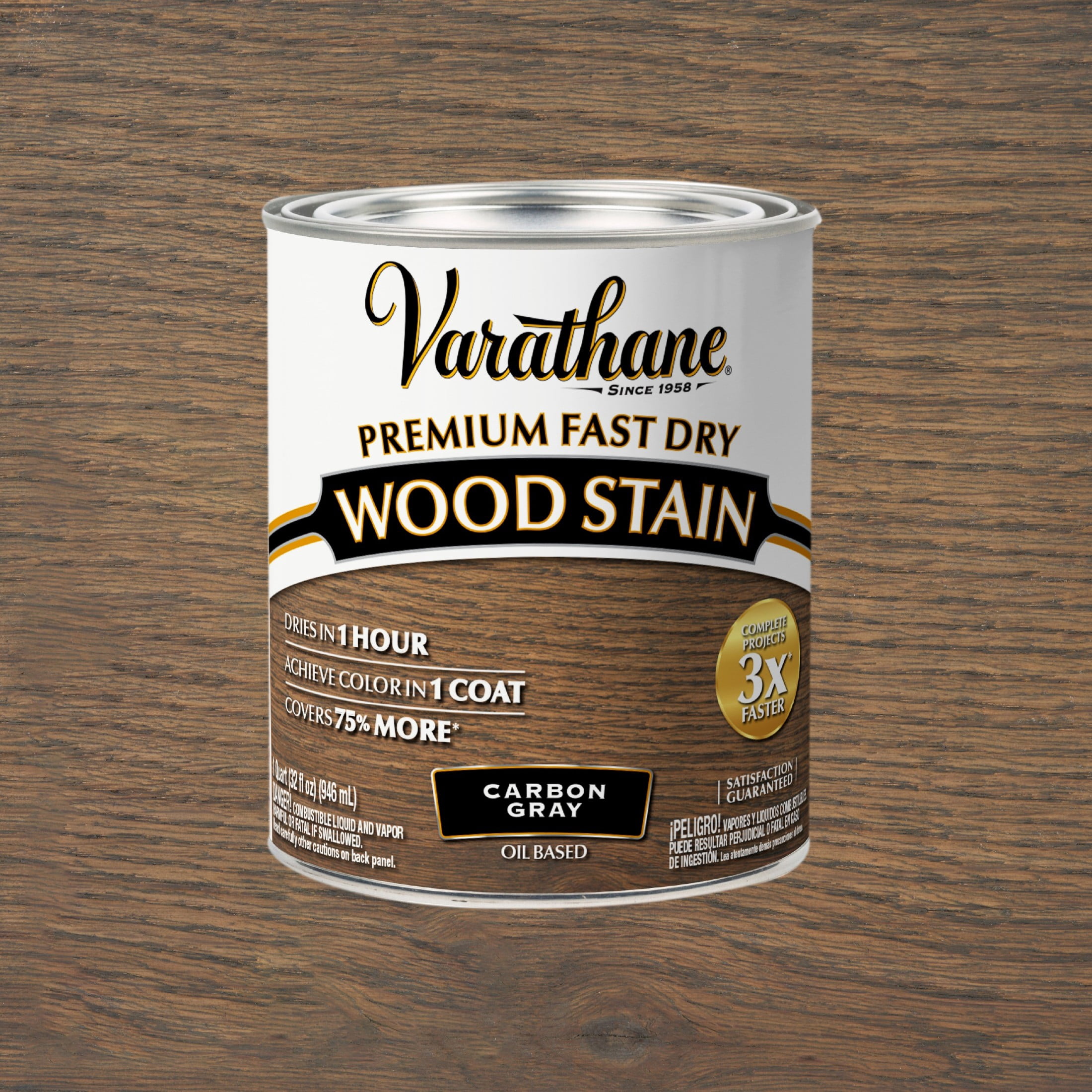(2 pack) Carbon Gray, Varathane Premium Fast Dry Wood Stain-304559, Quart