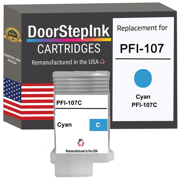 Remanufactured DoorStepInk in the USA Ink Cartridge for Canon PFI-107 130ML DSI-CANPFI107-C