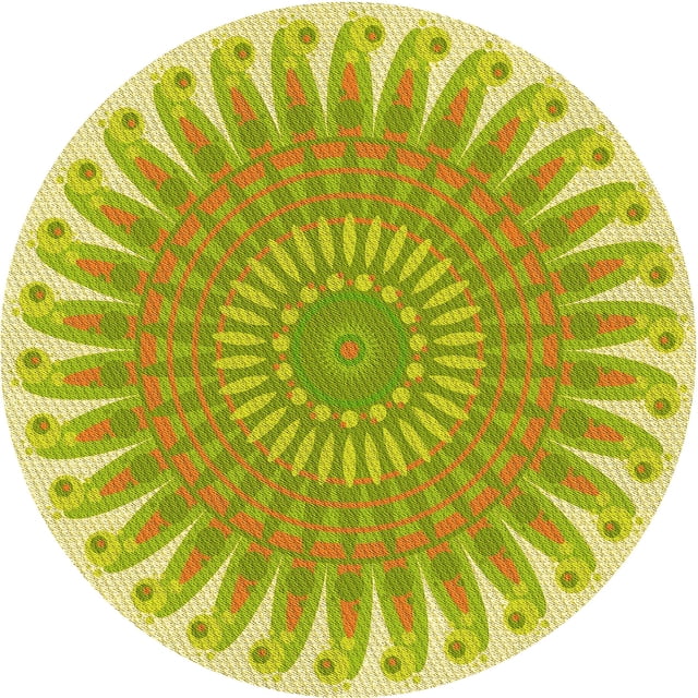 Ahgly Company Tapis d'Intérieur Rond Lavable en Machine Transitionnel Jaune Vif, 4 Pieds Rond