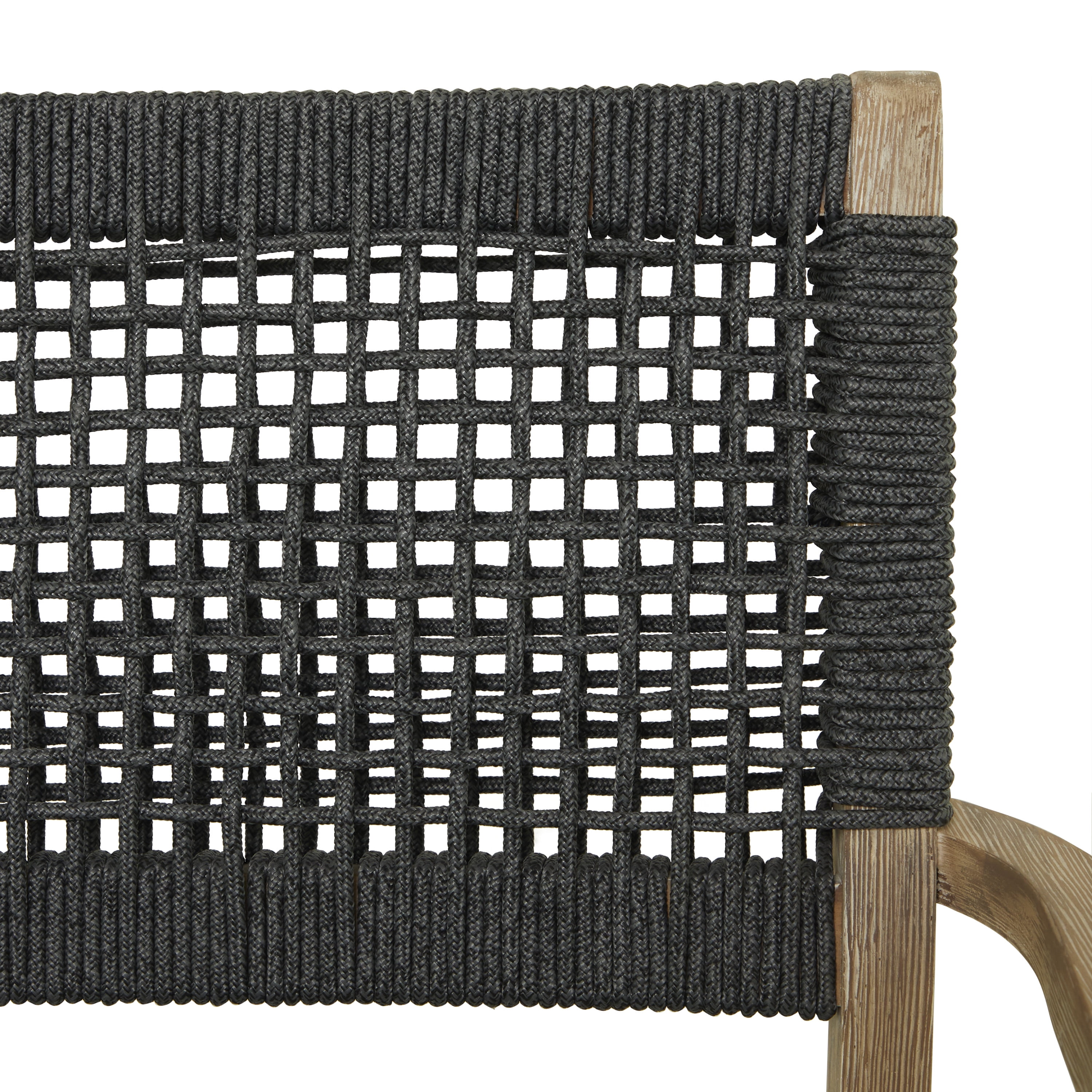 DecMode Outdoor Dining Chair with Woven Seat and Back - Wood - Set of 2 - Dark Gray