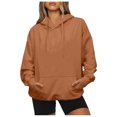 thumbnail image 2 of Dndkilg Graphic Hoodies Long Sleeve with Pocket Fashion Y2k Womens Fall Sweatshirt Comfy Drawstring Hooded Fleece Sweater Brown Vintage Fall Pullover Maternity Clothes for Women Fall S, 2 of 5