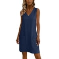 thumbnail image 5 of Bosfbaoi Dresses for Women Casual A-Line Shift Dress Loose V-Neck Sleeveless Tunic Dress with Pockets Summer Dresses for Women 2026, 5 of 7