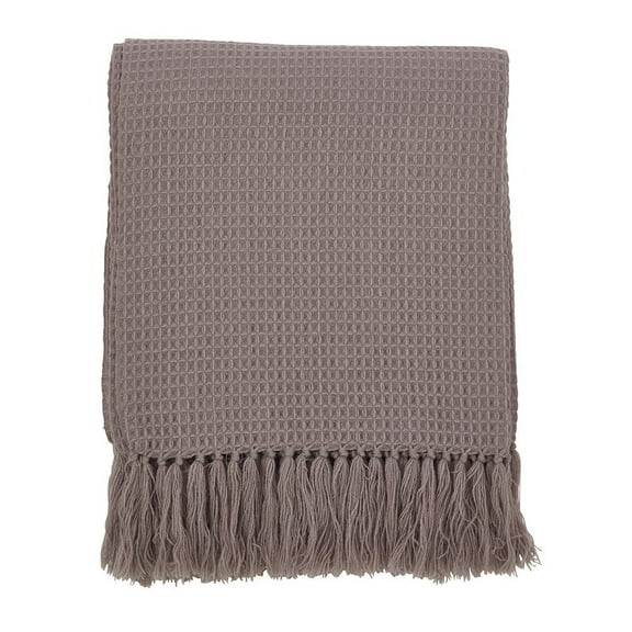 K-Cliffs - Classic Waffle Weave Tassel Trim Throw - Grey - 50"x60"