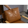 thumbnail image 3 of Mid Century PU Leather Armchair with Metal Frame, Upholstery Accent Chair with Padded Seat and Backrest Cushion, for Living rooms, Bedrooms, Offices, Brown, 3 of 9