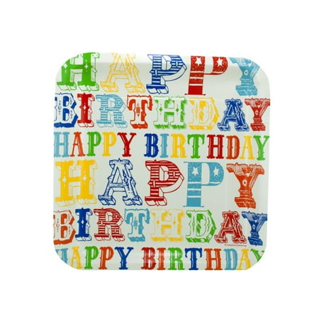 12Pk Circus Text Plates, 24 Count