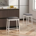 thumbnail image 4 of Costway 2 PCS 24" Counter Height Bar Stools Backless Bar Stools with Faux Leather Cover White&Gray, 4 of 8