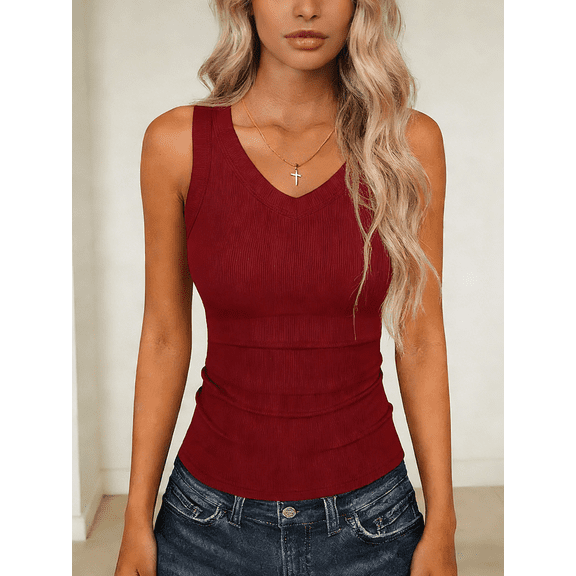Women's Black Ribbed Knit Tank Top - High Neck Sleeveless Slim Fit Basic Layering Top