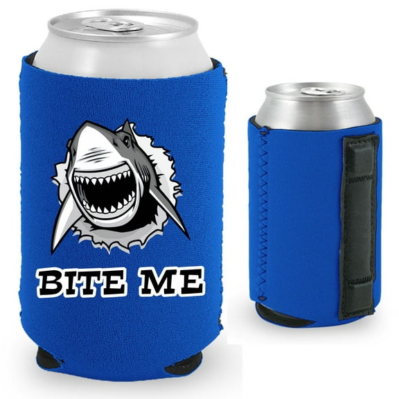 Bite Me Shark Magnetic Can Coolie (Royal Blue)
