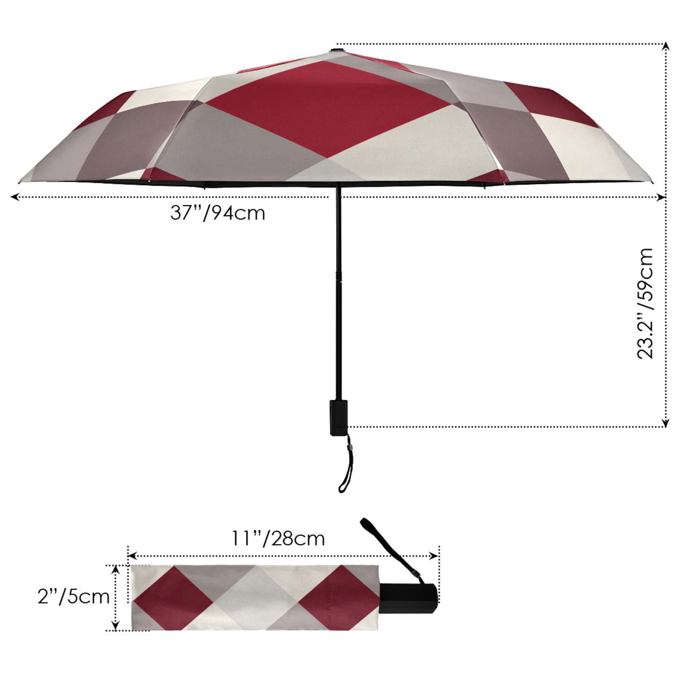 ALAZA Checkered Grid Pattern UPF 50+ Compact Folding Umbrella for Rain Travel Umbrella Packable