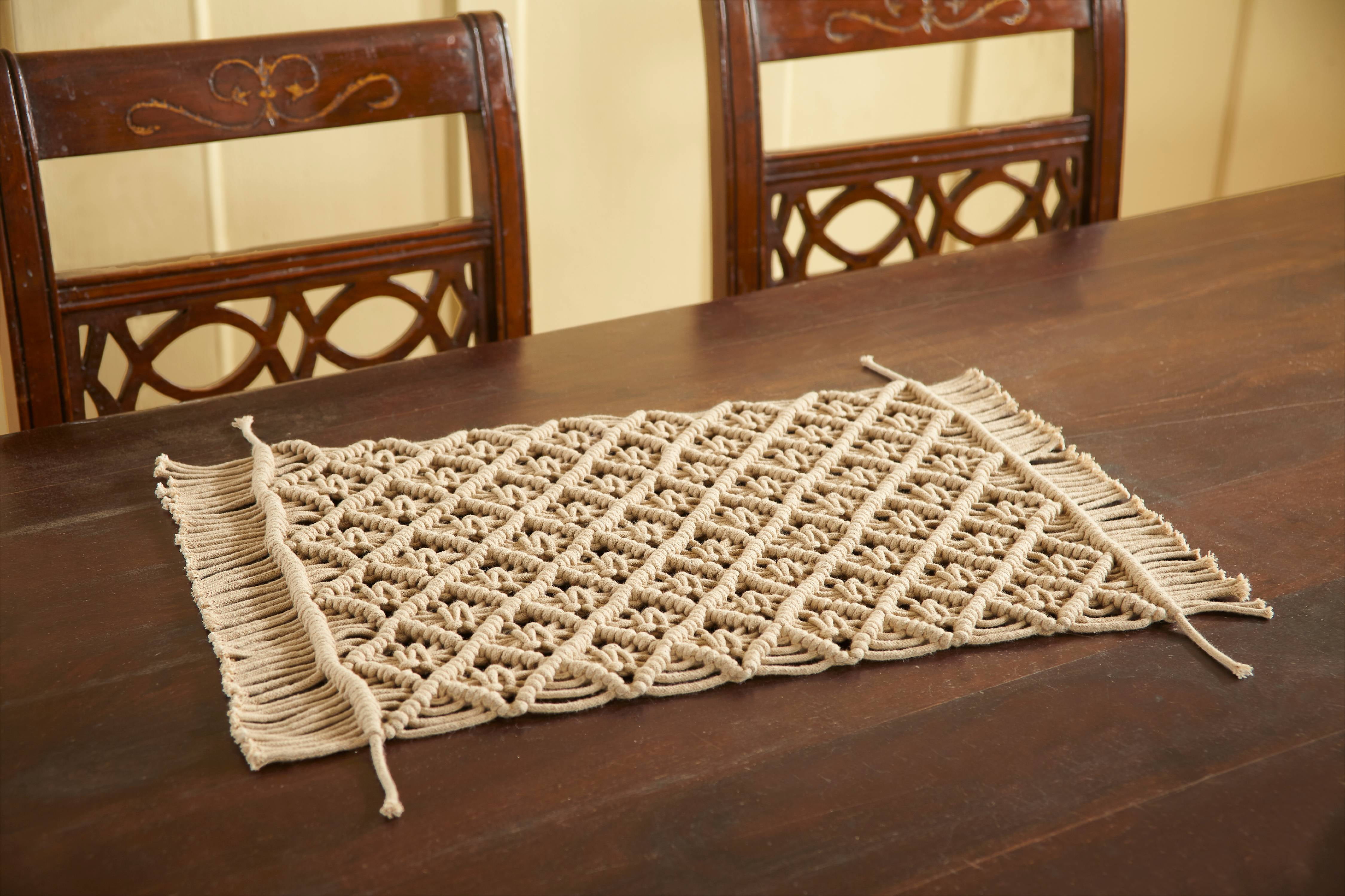 Macrame Solid Placemats 12X18 Beige