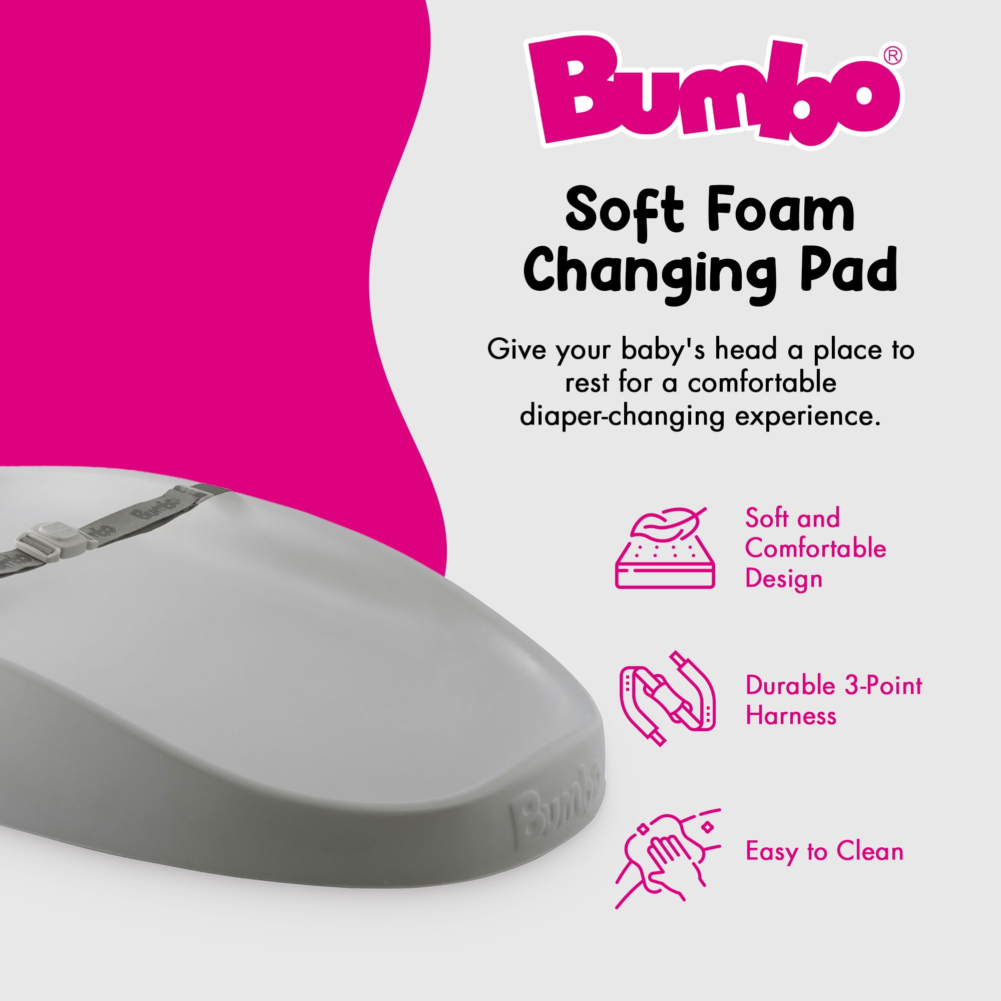 Bumbo Foam Contoured Diaper Changing Pad, Grey