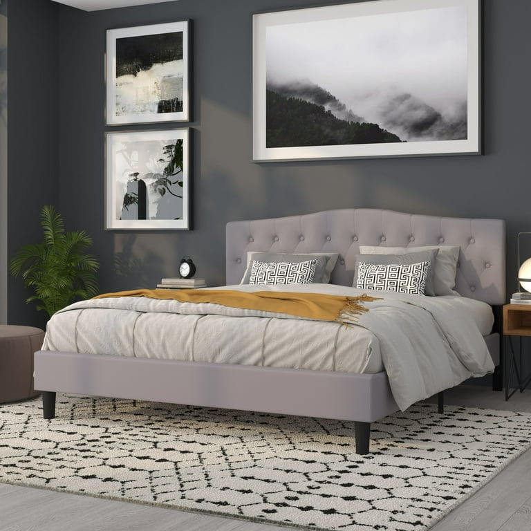 Flash Furniture Cambridge Tufted Upholstered King Size Headboard in Light Gray Fabric