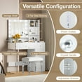 thumbnail image 4 of Makeup Vanity Desk with Mirror and Lights, Bedroom Dressing Table with 2 Drawers and Cabinet, 3 Lighting Mode, Vanity Table with Glass Top and Storage Shelves, for Women Girls, 4 of 15