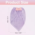thumbnail image 2 of Unique Bargains 2pcs Hair Drying Towels Triangular Hair Towel Wrap for Women Bow Hair Drying Cap for Hair Purple, 2 of 7