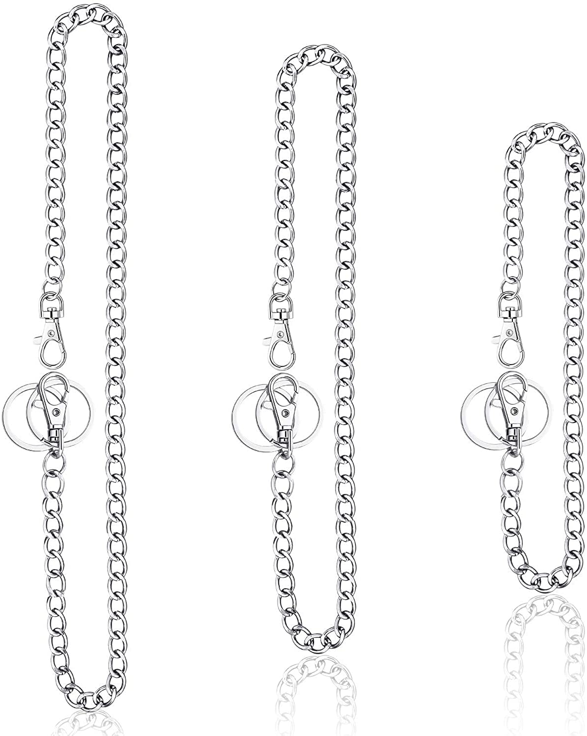 3 Pieces Pants Chain Pocket Chain Belt Metal Jeans Chain Wallet Chain with Lobst